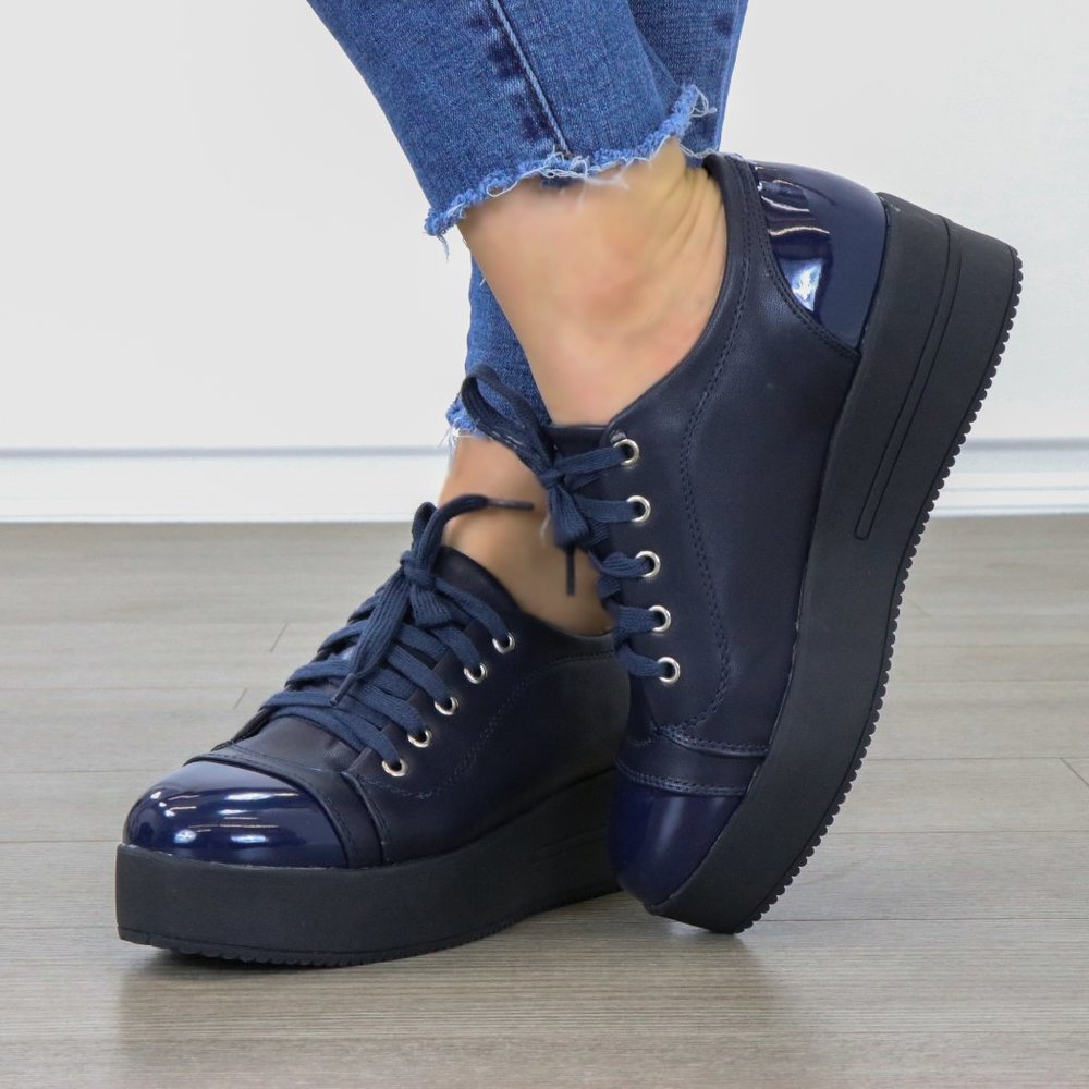 Navy Fashion Creeper Sneakers - Picture 7 of 7